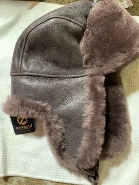 Men's Brown Shearling Trapper Hat
